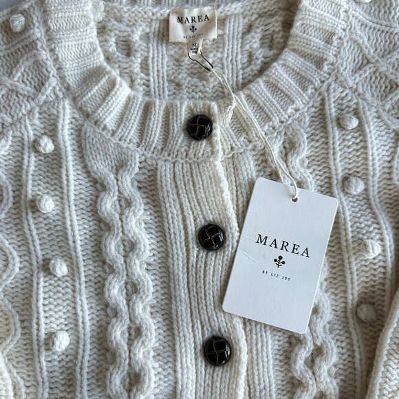 NWT Marea by Liz Joy Alexa Sweater Cardigan Ivory - Wool Cashmere Blend - Medium - Picture 4 of 6